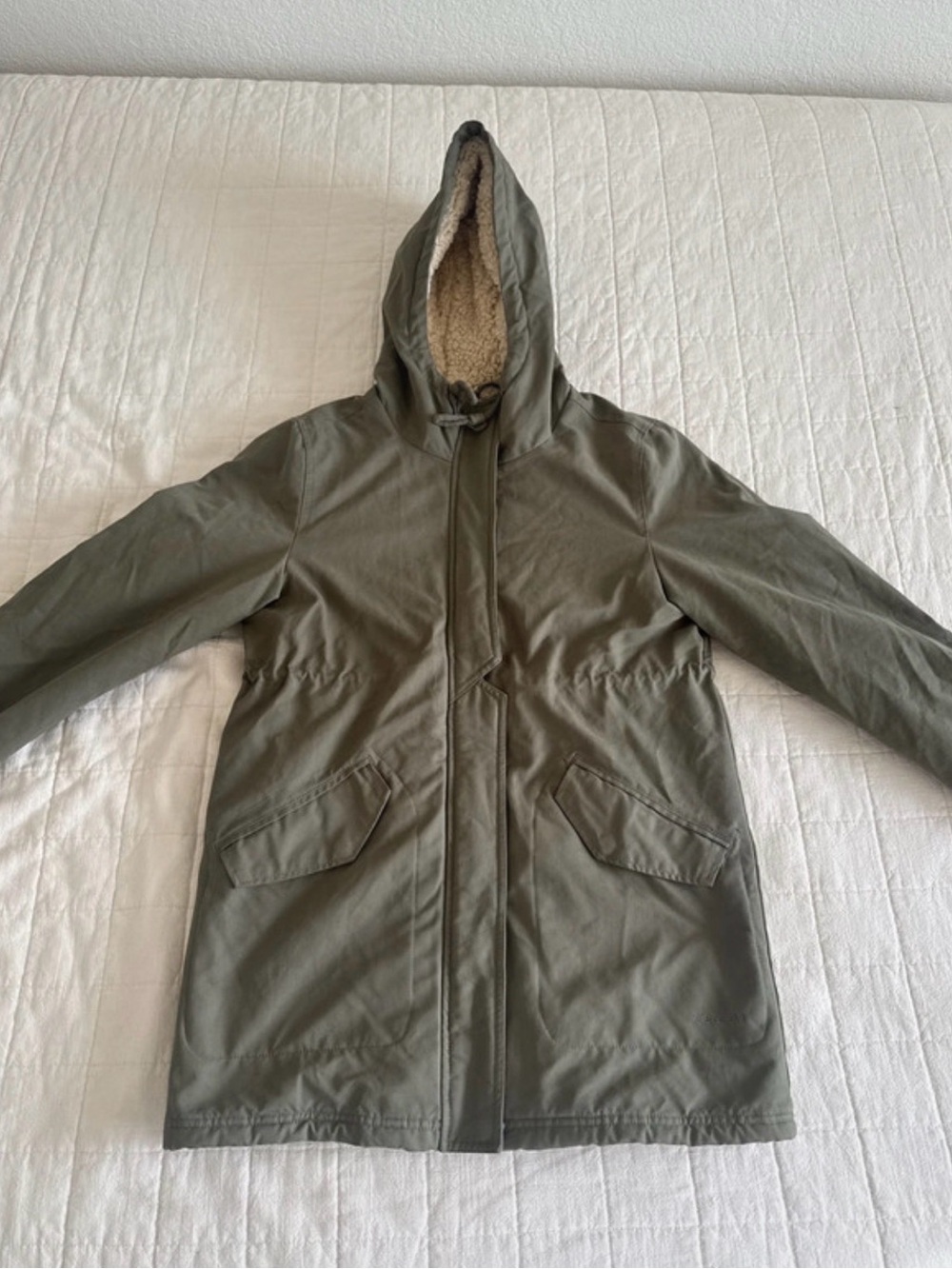 Volcom Olive Hooded  Parka with Sherpa Lining